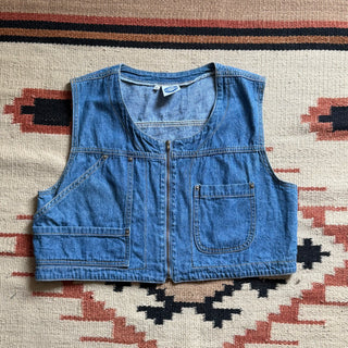 Vintage Cropped Denim Cowgirl Vest, Large for Women