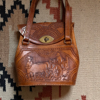 Rare 1970s Tooled Leather Cowgirl Purse