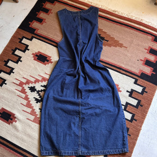 Floral Denim Maxi Dress - Small