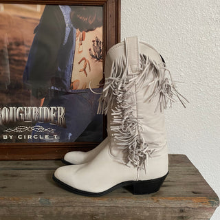 White Fringe Cowboy Boots - Women’s 7.5