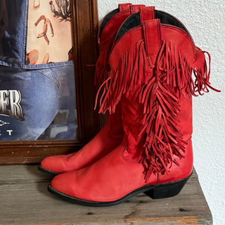 Red Fringe Cowboy Boots - Women’s 6.5