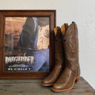 Chic Brown Inlay Cowboy Boots - Women’s 6.5 & 7