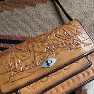1960s Tooled Leather Deer Purse