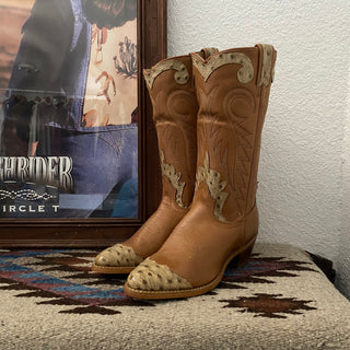 Ostrich Style Texas Cowboy Boots - Women’s 5.5