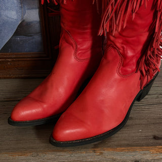 Red Fringe Cowboy Boots - Women’s 6.5