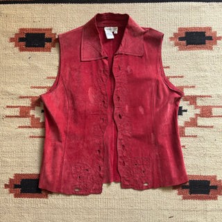 Red Suede Cutout Vest - Medium
