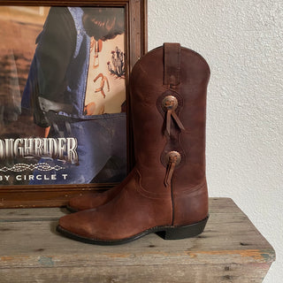 Brown Concho Cowboy Boots - Men’s 7 & 8 / Women’s 8.5, 9.5 & 10