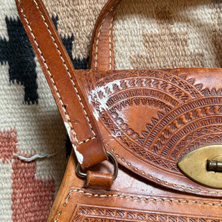 Rare 1970s Tooled Leather Cowgirl Purse