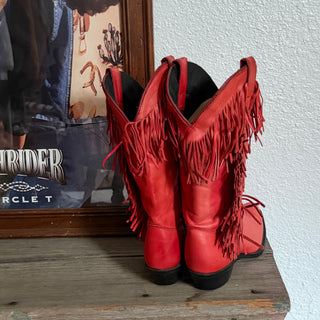 Red Fringe Cowboy Boots - Women’s 6.5