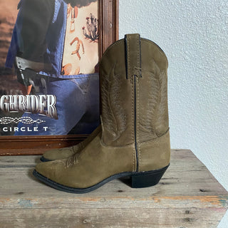 Olive Green Suede Cowboy Boots - Women’s 6, 6.5 & 8.5