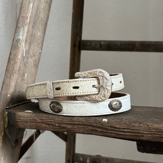 White Nocona Concho Belt - Sizes 27” - 30”