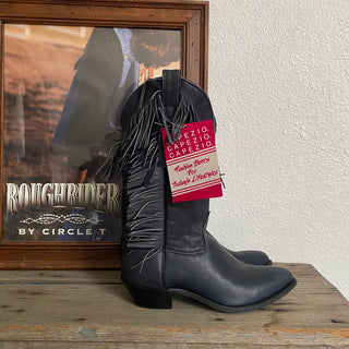 Navy Fringe Cowboy Boots - Women’s 7.5