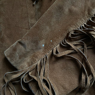 Vintage Cowboy Fringe Suede Jacket, Large for Women