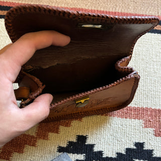 1960s Tooled Leather Floral Purse