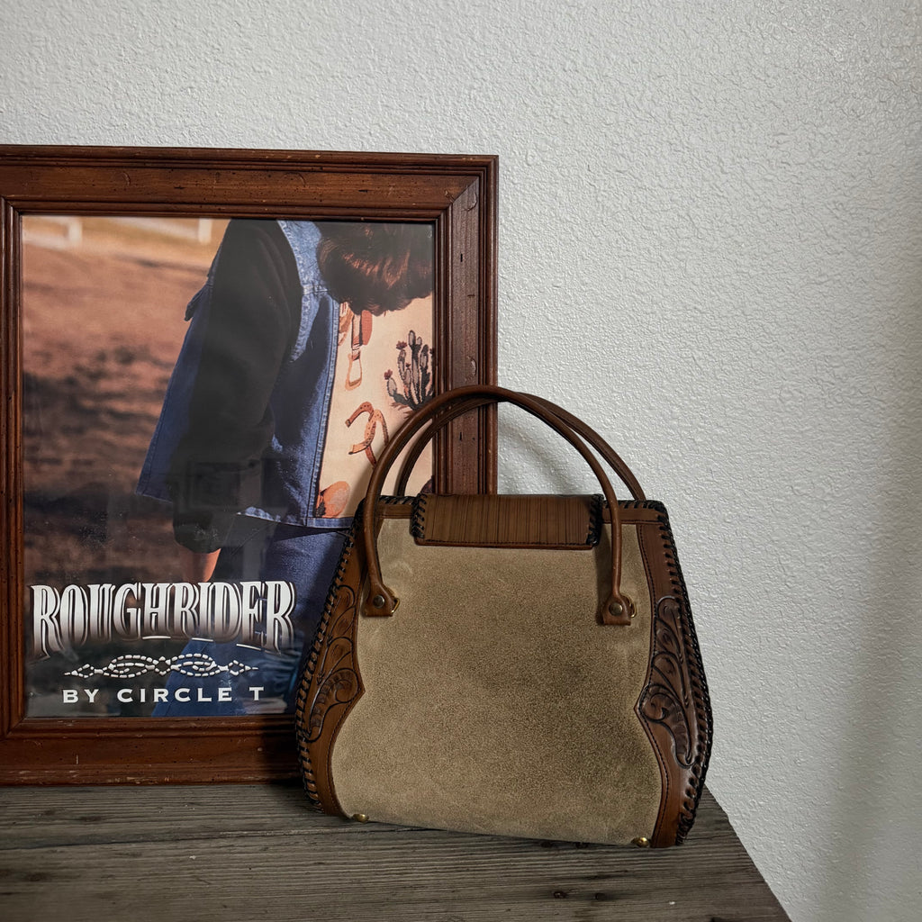 1950s Cowgirl Granny Leather Suede Purse