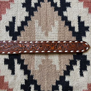 Western Tooled Leather Belt - 25” - 28”