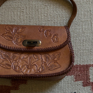 1960s Tooled Leather Floral Purse