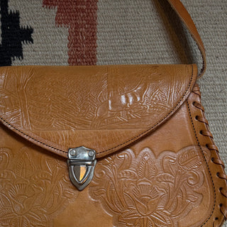 1970s Deer Scene Tooled Leather Cowgirl Purse