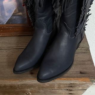 Navy Fringe Cowboy Boots - Women’s 7.5