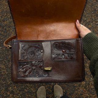 1950s Dark Leather Cowgirl Purse