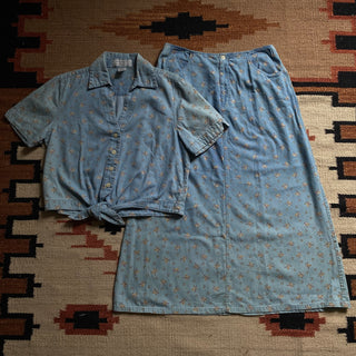 Vintage Horseshoe Shirt & Skirt Set for Women