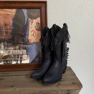Navy Fringe Cowboy Boots - Women’s 7.5