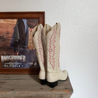 Tall Pink & White Cowboy Boots - Women’s 6.5