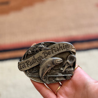 Vintage I’d Rather Be Fishing Belt Buckle for Women
