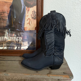 Navy Fringe Cowboy Boots - Women’s 7.5