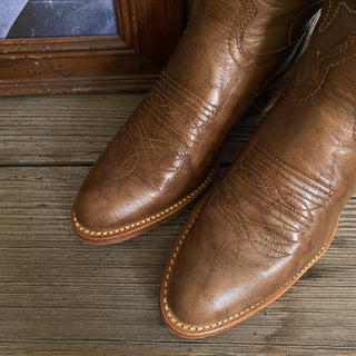 Chic Brown Inlay Cowboy Boots - Women’s 6.5 & 7