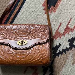 60s Tooled Leather Granny Bag