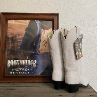 White Suede Texas Cowboy Boots - Women’s 7.5