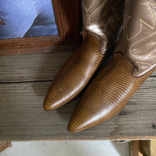Lizard Pattern Cowboy Boots - Women’s 8.5