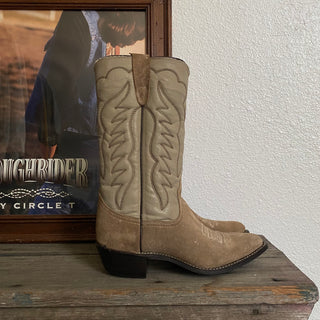 Tan Suede Cowboy Boots - Women’s 6.5