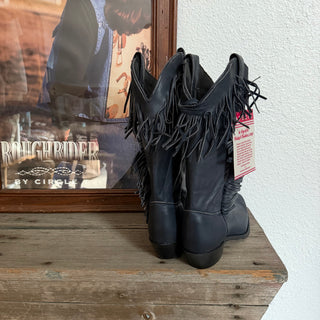 Navy Fringe Cowboy Boots - Women’s 7.5