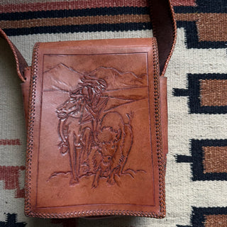 70s Cowgirl Tooled Leather Saddle Bag
