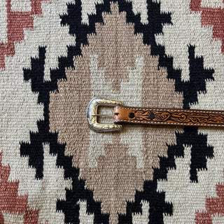 Western Tooled Leather Belt 25” - 28”