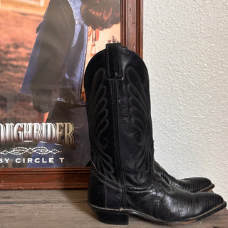 Vintage Code West Black Lizardskin Cowboy Boots, Women’s Size 7