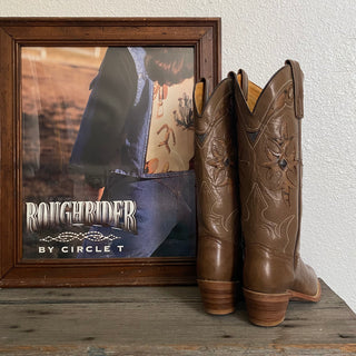 Chic Brown Inlay Cowboy Boots - Women’s 6.5 & 7