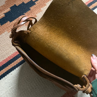 70s Tooled Leather Flower Bag for Women