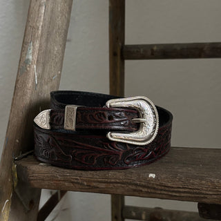 Tooled Leather Acme Belt - 26” - 29”