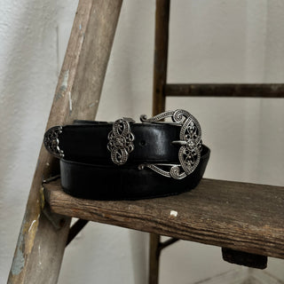 Embellished Black Western Belt - 29” - 32”