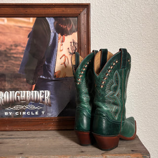 Vintage Emerald Green Justin Cowboy Boots, Women’s 7.5
