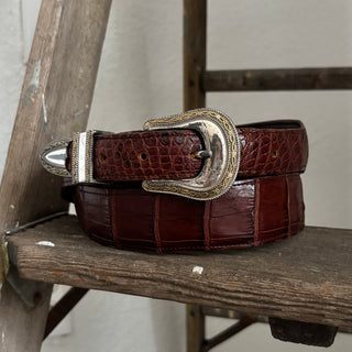 Embossed Gator Leather Belt - 35” - 38”