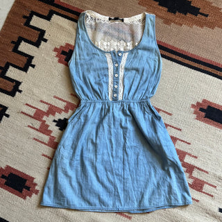 Laceback Denim Dress - XS