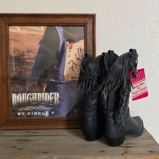 Navy Fringe Cowboy Boots - Women’s 7.5