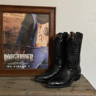 Black Lizard Print Cowboy Boots - Men’s 8 / Women’s 9.5