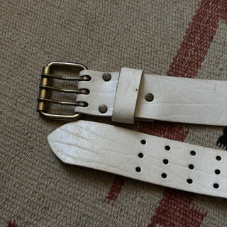 White Leather Belt - 32” - 35”