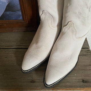 White Suede Cowboy Boots - Women’s 7 & Women’s 7.5