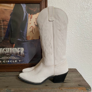 White Suede Cowboy Boots - Women’s 7 & Women’s 7.5